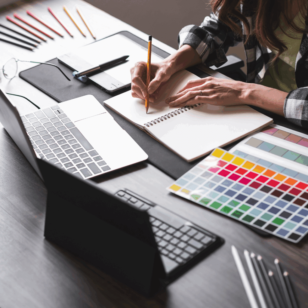 design virtual assistant doing their job creating a design