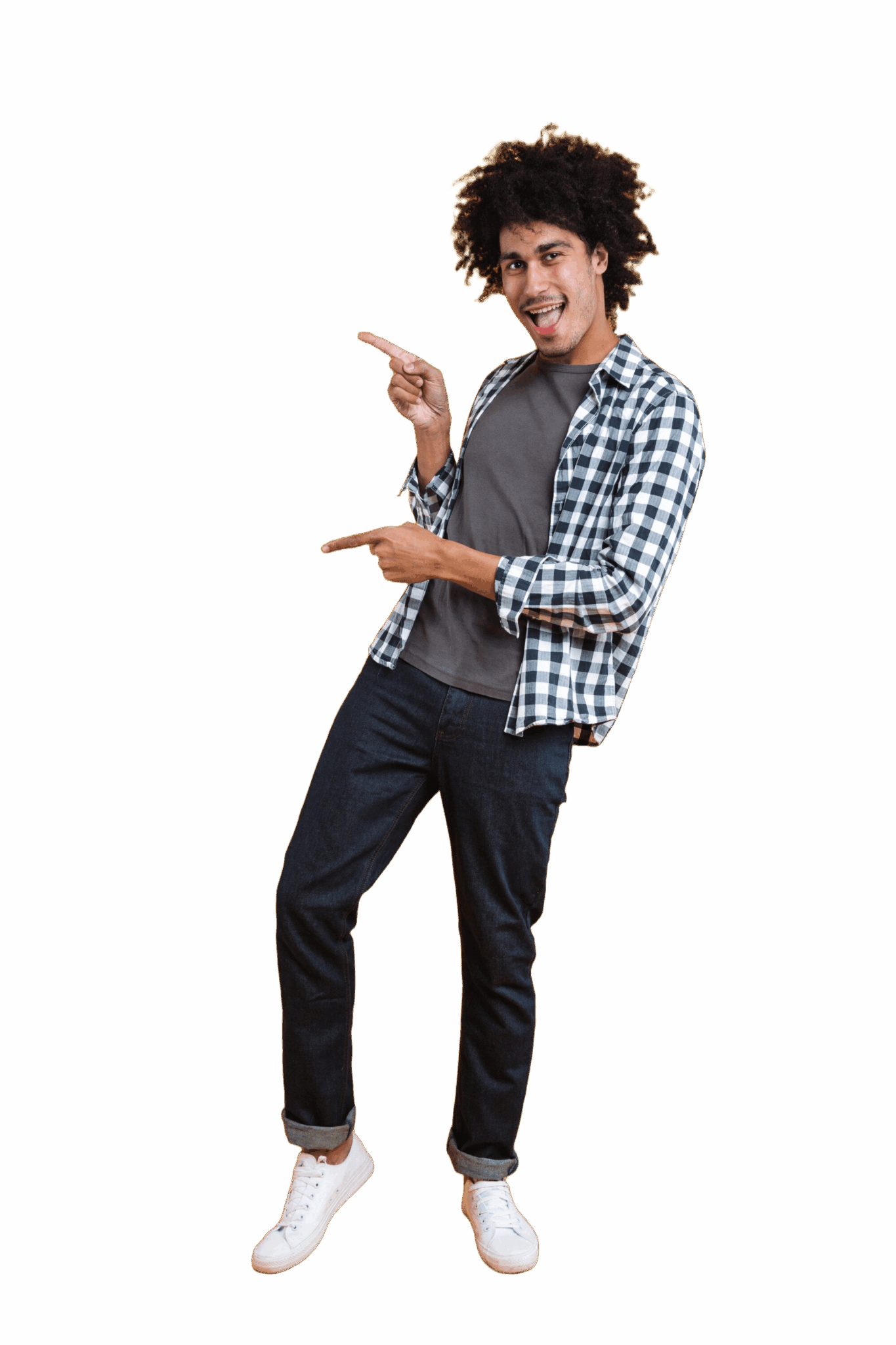 full length portrait cheerful young latino man