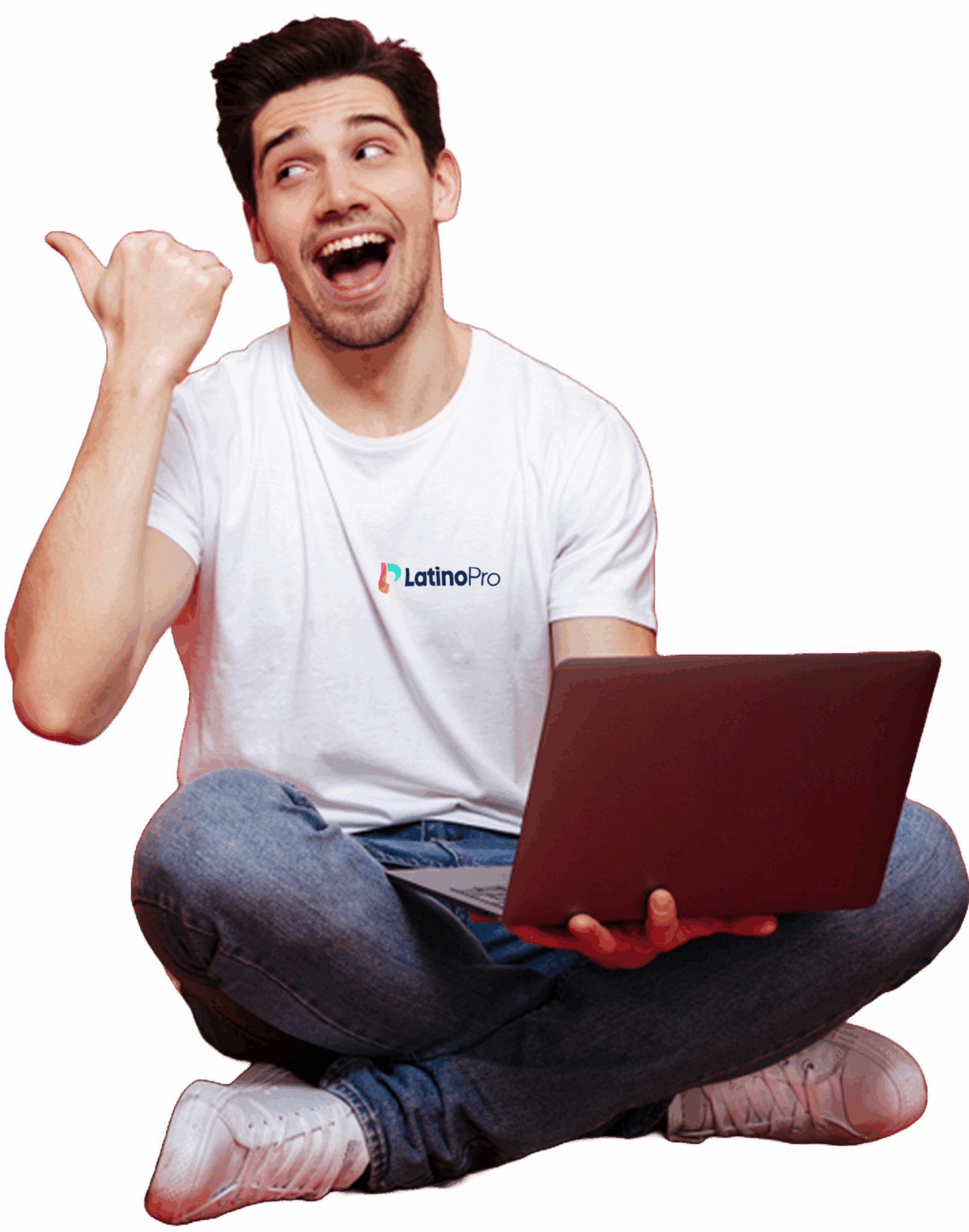a man sitting on the floor holding a laptop copy