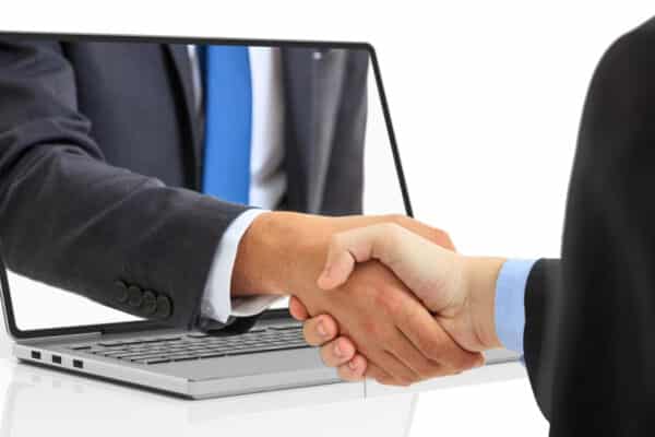 paralegal virtual assistant helping a client then shakehands