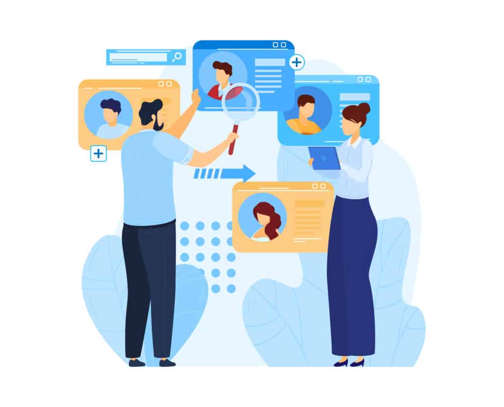 illustration of a remote human resources specialist handling details