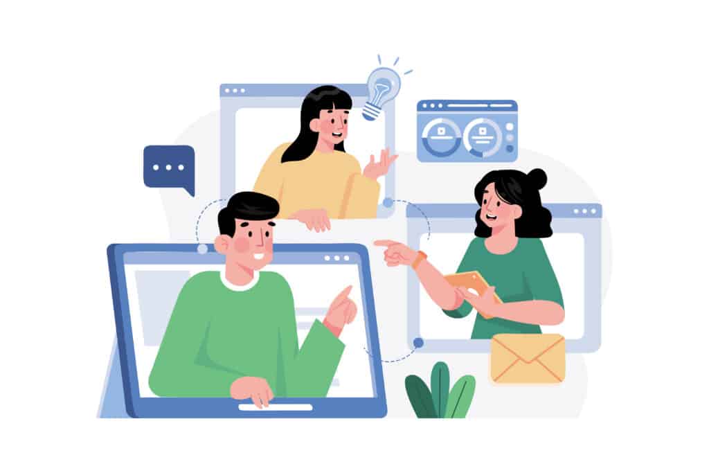 Online Meeting Illustration concept. A flat illustration isolated on white background