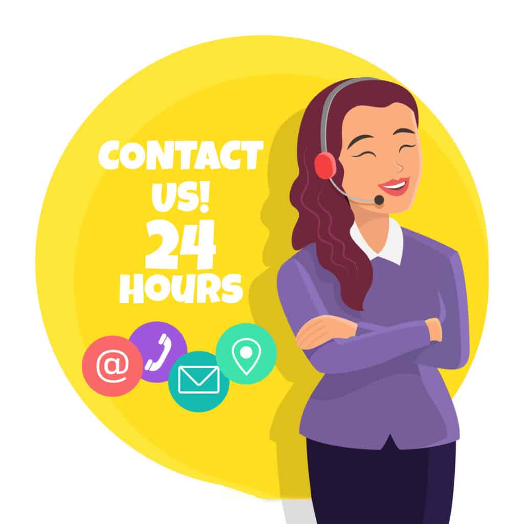 illustration of customer service representative open 24 hours